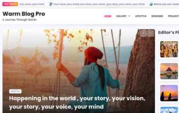 Warm Blog Pro (screenshot desktop)