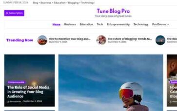 Tune Blog Pro (screenshot desktop)