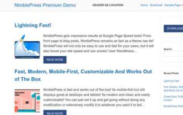 NimblePress Premium (screenshot desktop)