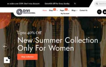 Divi Classic Shop (screenshot desktop)