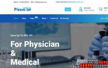 Divi Medical Supplies Shop (screenshot desktop)