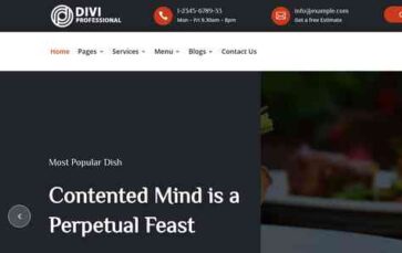 Divi Restaurant (Divi Professional) - (screenshot desktop)