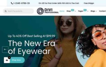 Divi Sunglasses Shop (screenshot desktop)