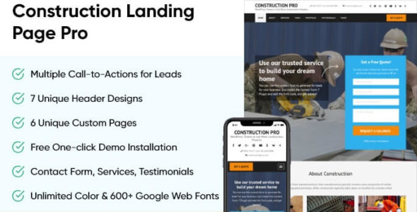 Construction Landing Page Pro (Rara Themes)