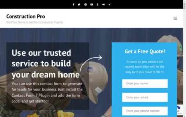 Construction Landing Page Pro (screenshot desktop)