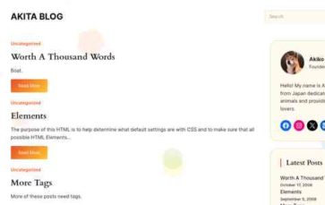 Akita Blog (screenshot desktop)