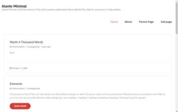 Alante Minimal (screenshot desktop)