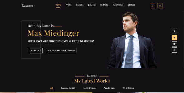 Business Card Resume (WordPress)