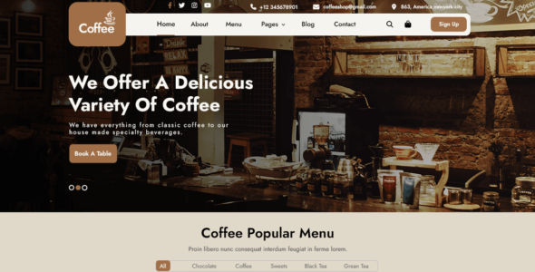 Cafe Elementor (WordPress)