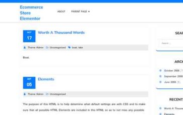 Ecommerce Store Elementor (screenshot desktop)