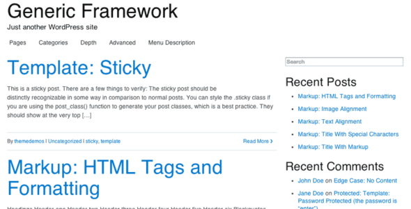 Generic Framework (WordPress)