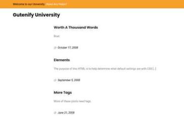 Gutenify University (screenshot desktop)