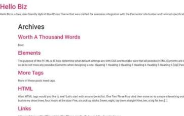 Hello Biz (screenshot desktop)