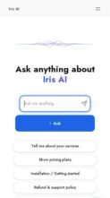 Iris – AI Homepage, Chatbot Site Assistant (screenshot mobile)