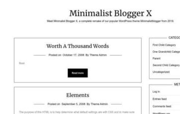 Minimalist Blogger X (screenshot desktop)