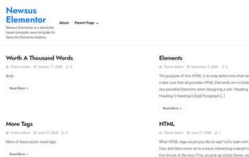 Newsus Elementor (screenshot desktop)