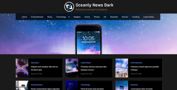 Oceanly News Dark (WordPress)