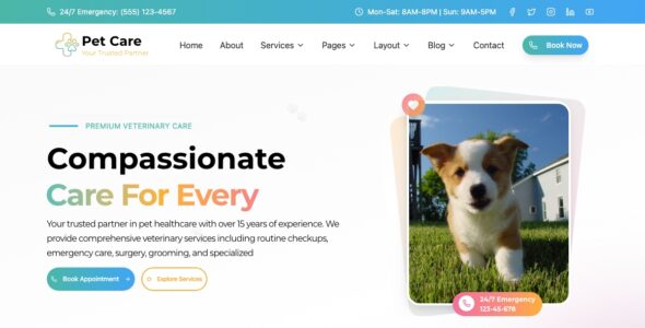 Pet Care Veterinary Center (WordPress)