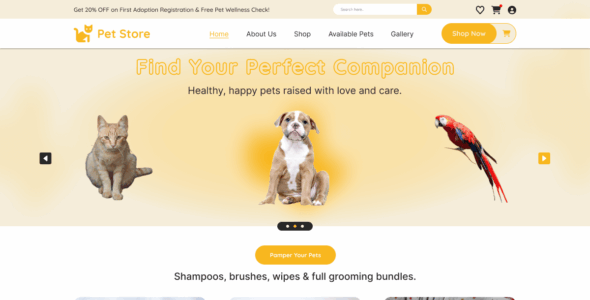 Pet Ecommerce Store (WordPress)