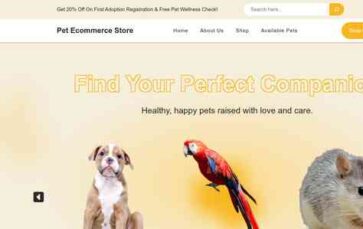 Pet Ecommerce Store (screenshot desktop)