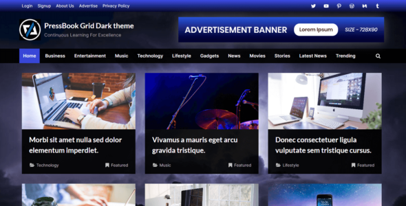 PressBook Grid Dark (WordPress)