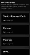 PressBook Grid Dark (screenshot mobile)