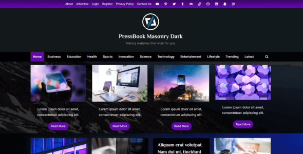 PressBook Masonry Dark (WordPress)
