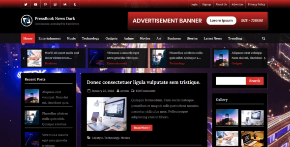 PressBook News Dark (WordPress)