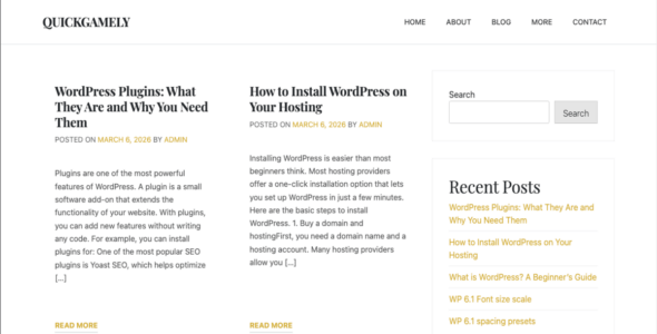 QuickGamely (WordPress)