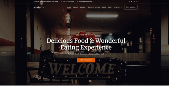 Restoiva Restaurant And Online Food (WordPress)