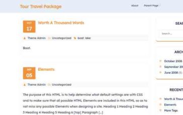 Tour Travel Package (screenshot desktop)