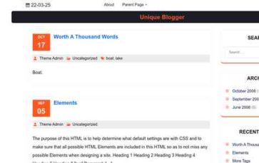 Unique Blogger (screenshot desktop)