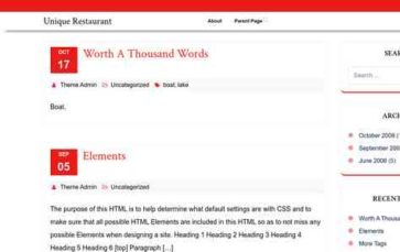 Unique Restaurant (screenshot desktop)