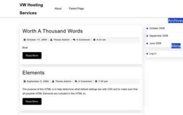 VW Hosting Services (screenshot desktop)
