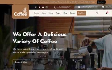 Cafe Elementor Pro (screenshot desktop)