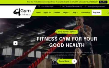 Fitness Elementor Pro (screenshot desktop)