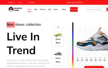 Shoes Store Elementor Pro (screenshot desktop)